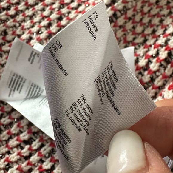 Maje Mapada Knit Button-Front Boyfriend Cardigan in Red & White  -size 2 Medium. - Picture 13 of 14